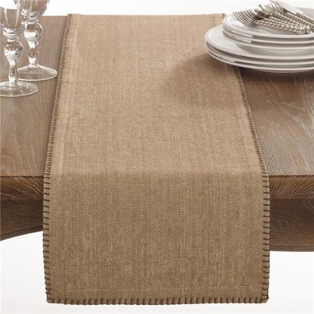 SARO LIFESTYLE SARO 793.N1372B 13 x 72 in. Rectangular Celena Collection Whip Stitched Design Cotton Table Runner - Natural 793.N1372B